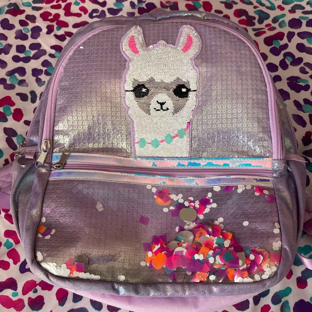 Justice Llama backpack w/sequence